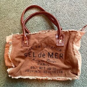 Myra Bag Sel de Mer Tan Canvas Tote with Leather Handles